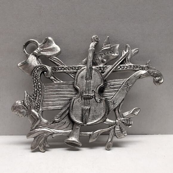 Lot of 3 Seagull Pewter Ornament Canada 1988 1995 1996 Wreath Cherub Music - Picture 3 of 11